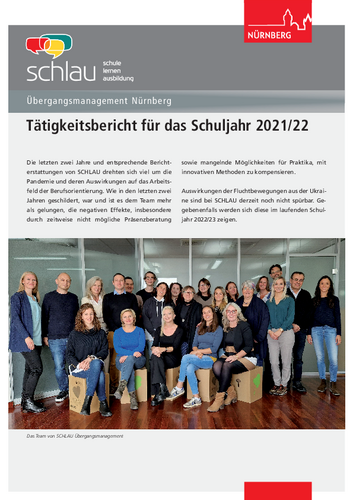 Titelseite und Verlinkung zum SCHLAU-Tätigkeitsbericht 2021/2022